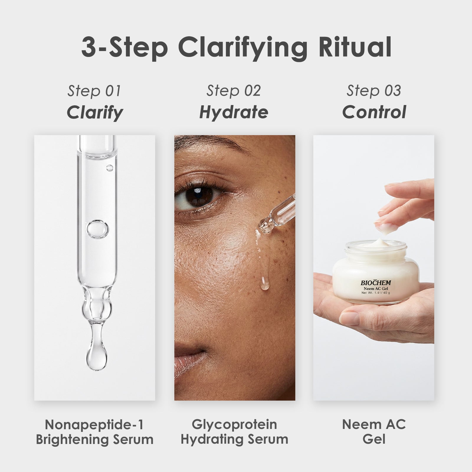 Acne-Control Evening Routine( Nonapeptide + Glycoprotein + Neem AC Gel ) ARWIN BIOCHEM