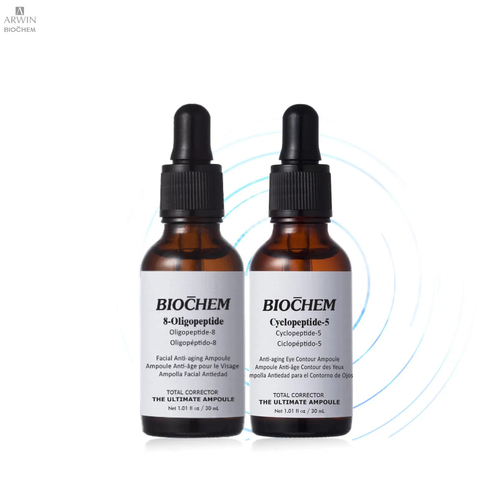 Anti-aging Power Ampoule Duo: Cyclopeptide-5 Anti-aging Eye Contour Ampoule & 8-Oligopeptide Facial Anti-aging Ampoule ARWIN BIOCHEM