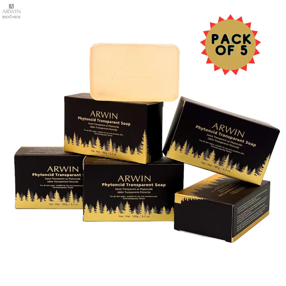 Phytoncid Transparent Soap For Sensitive Dry And Normal Skin - PACK OF 5 ARWIN BIOCHEM